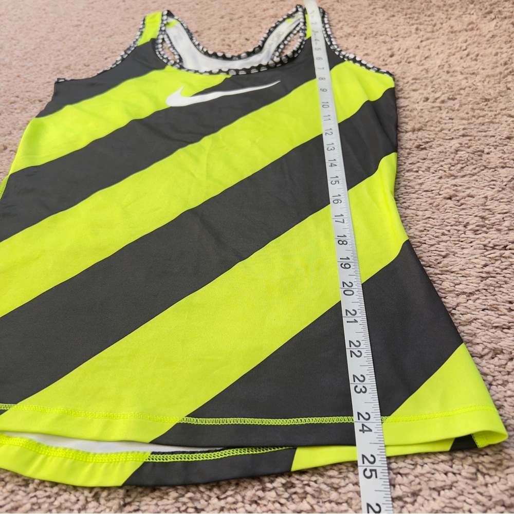 Nike Pro DRI-FIT Black Yellow Striped Fitted Athletic Tank Top Women’s Size S - Picture 11 of 11